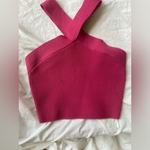 Aritzia Babaton CRISS CROSS CROPPED TANK Granita Pink Size Small - Picture 8 of 10